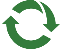 Grünes Symbol mit zwei Pfeilen in einem Kreis, die jeweils auf das Ende des anderen Pfeils zeigen