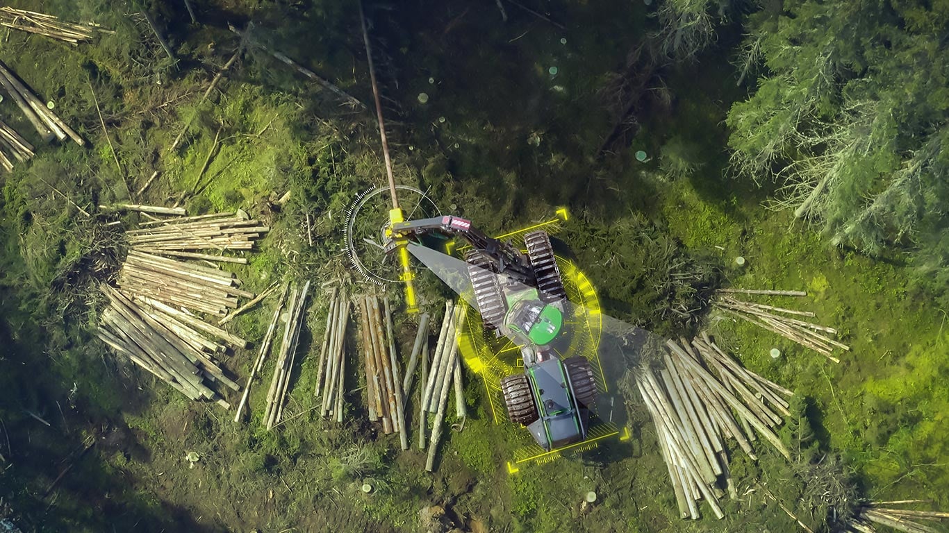 Abatteuse John Deere dans la forêt